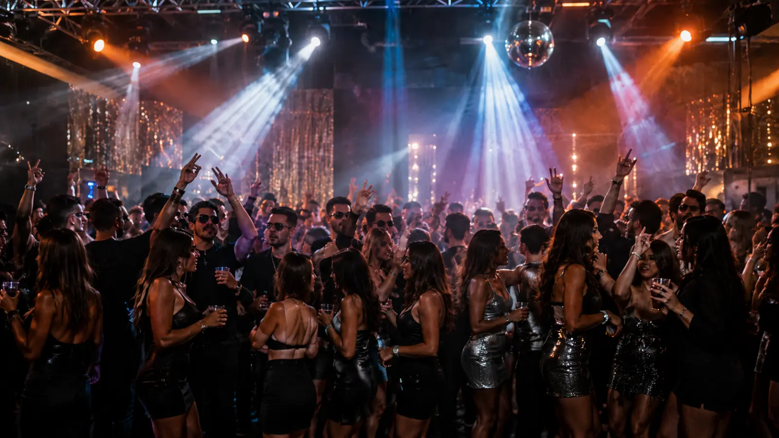Festa com luzes neon e estrutura de som do DJ DENNY BOY